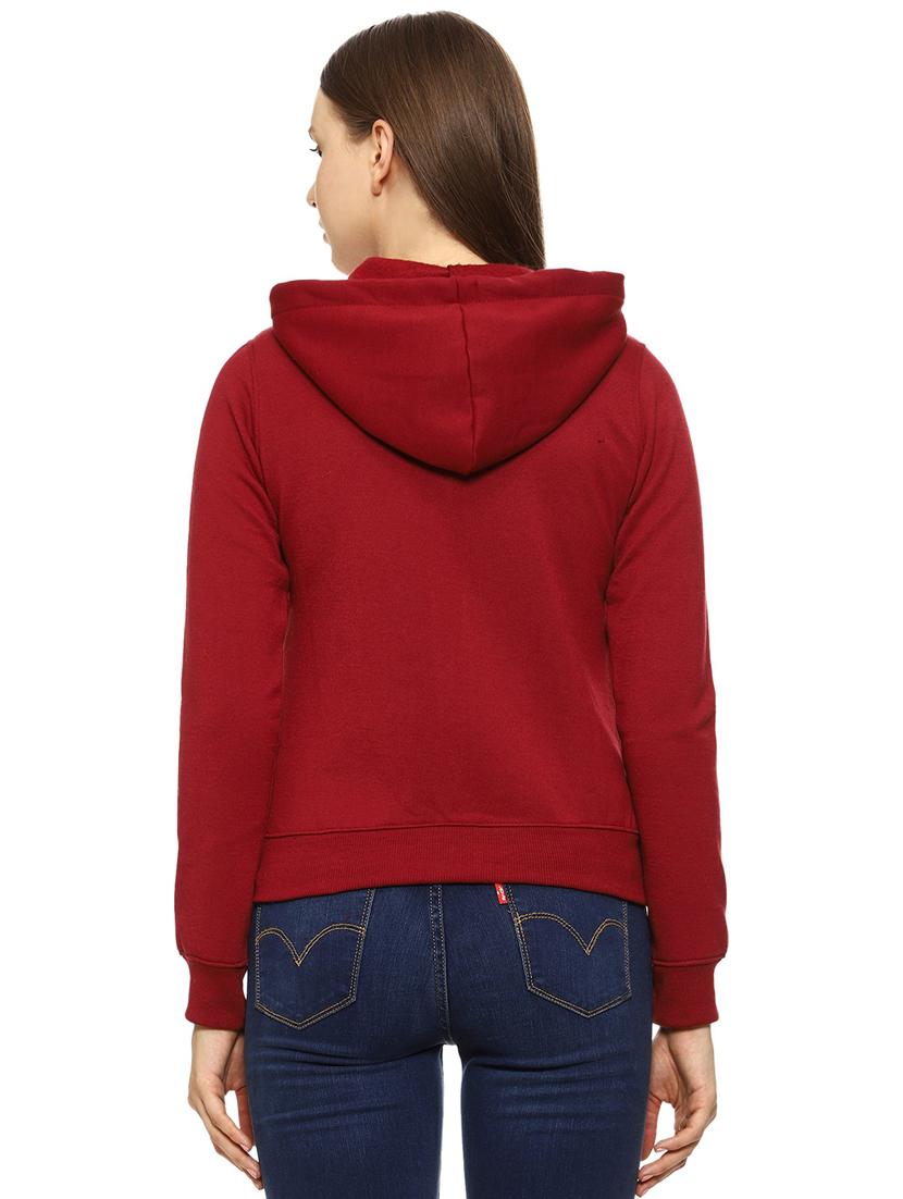 women solid long sleeve hooded sweatshirt - 21017387 - Standard Image - 2