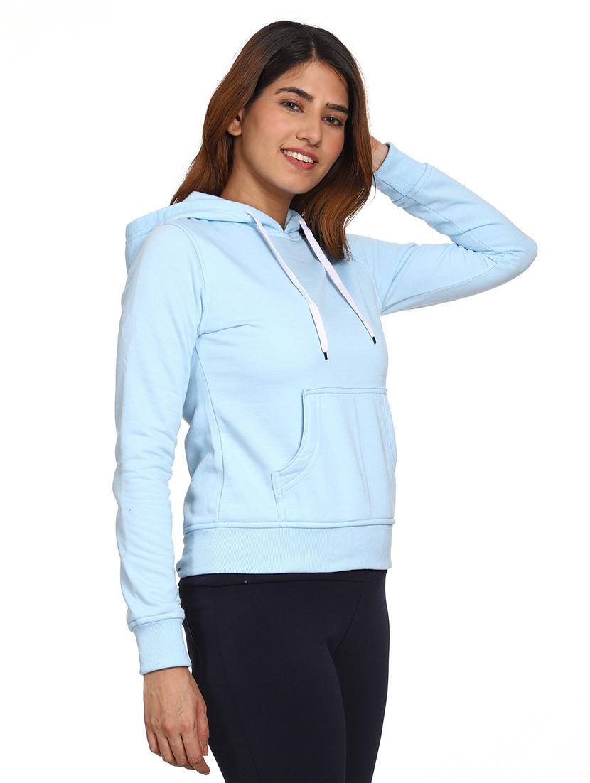 solid light blue hooded casual sweatshirt - 21017395 - Standard Image - 2