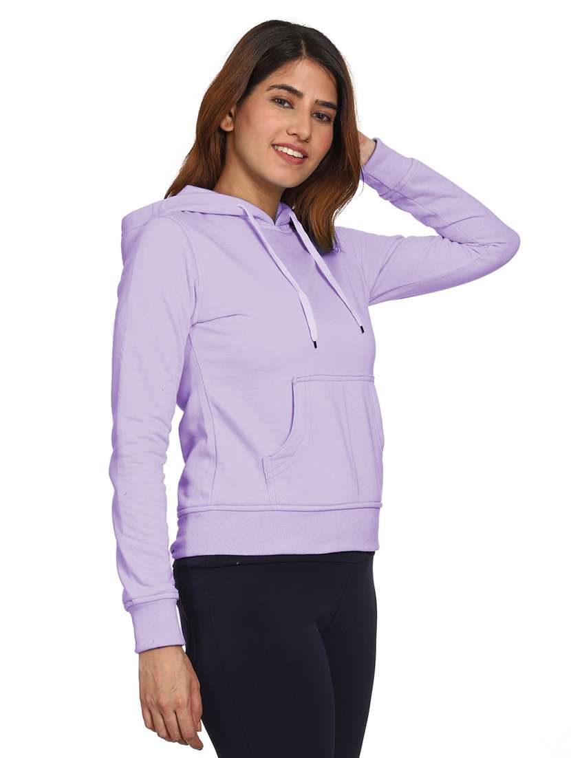 solid lavender hooded casual sweatshirt - 21017397 - Standard Image - 2