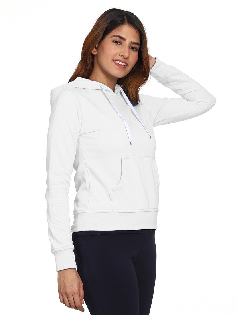 solid white hooded casual sweatshirt - 21017398 - Standard Image - 2