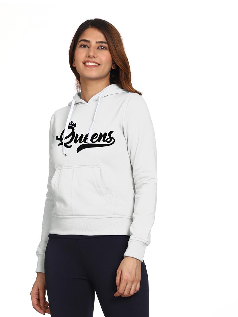 white chest printed hooded casual sweatshirt - 21017399 - Standard Image - 2