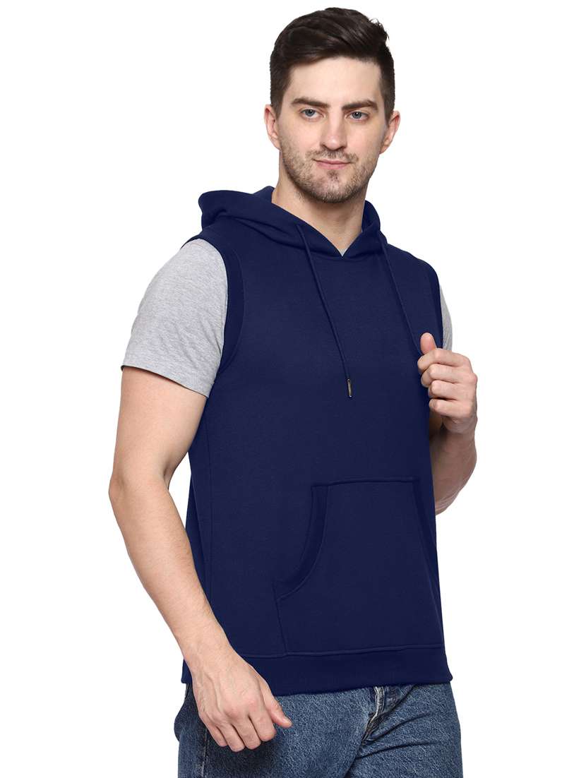 navy blue cotton blend plain sweatshirt - 21017544 - Standard Image - 2