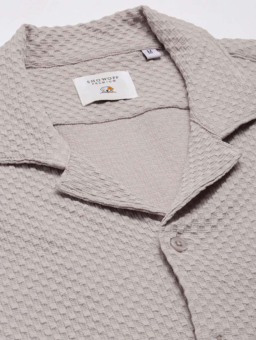 beige solid casual shirt - 21017902 - Standard Image - 7