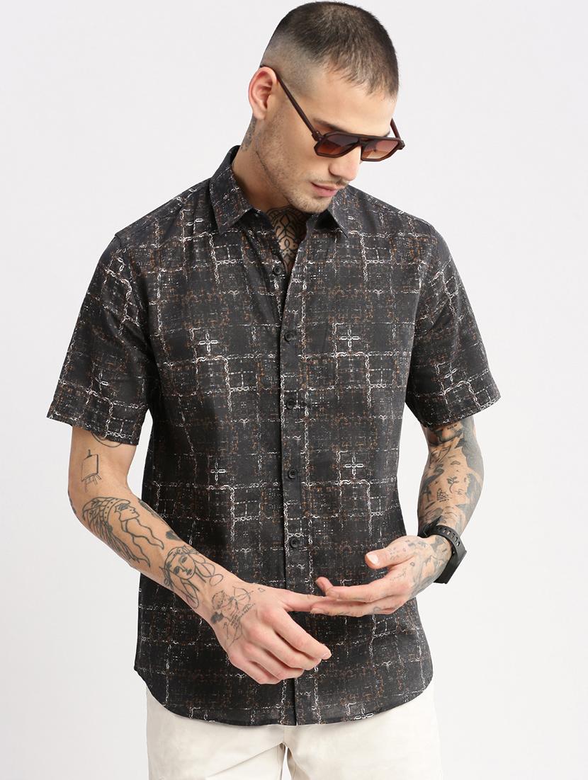 black printed casual shirt - 21017906 - Standard Image - 2