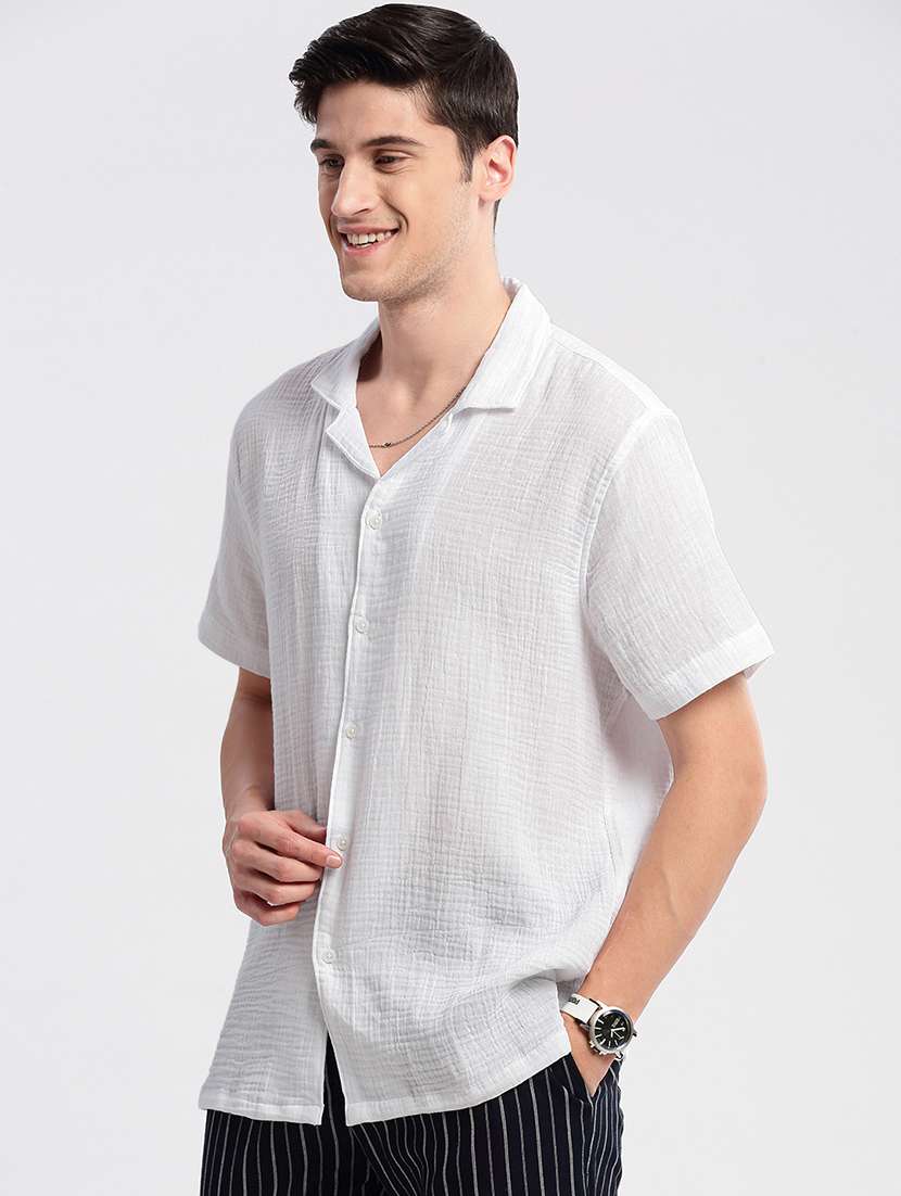 white solid casual shirt - 21017911 - Standard Image - 2