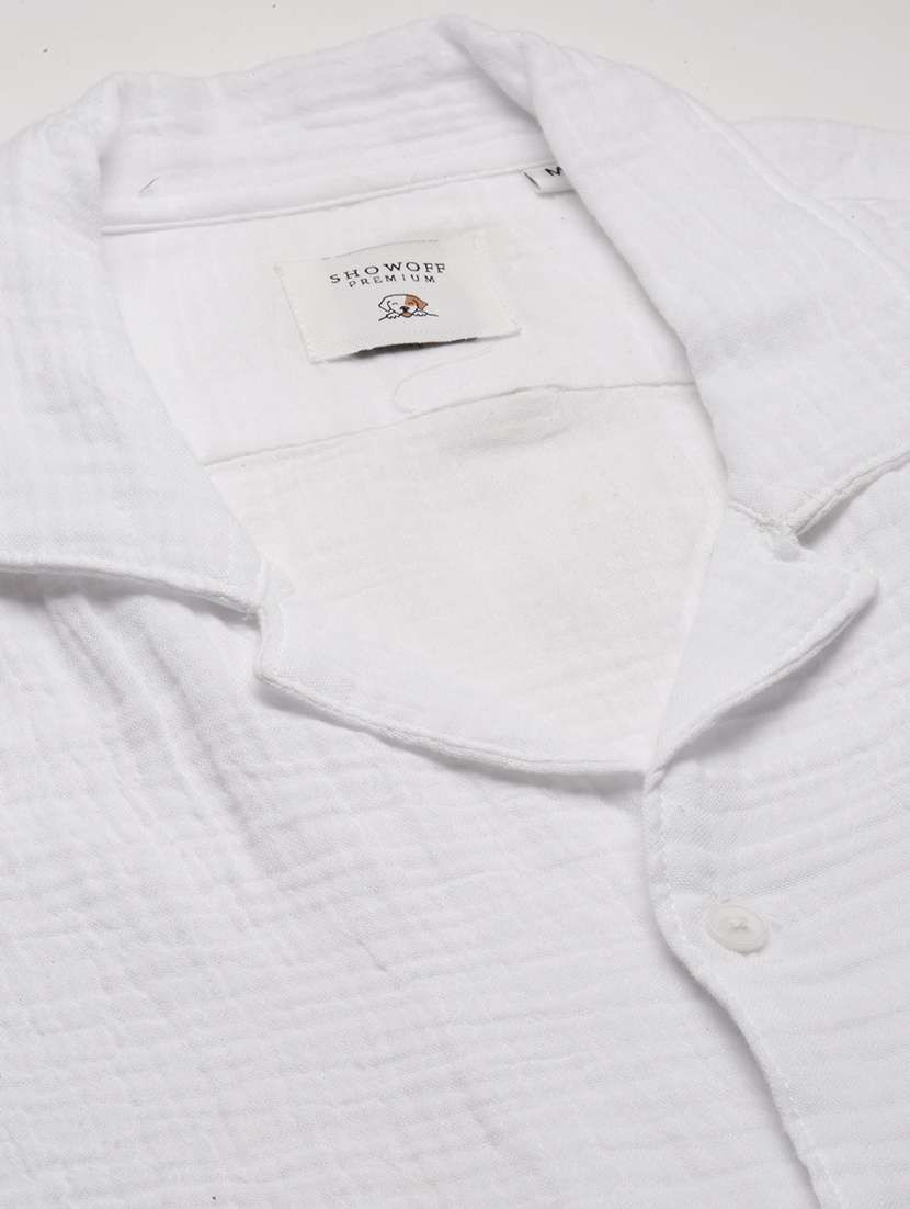 white solid casual shirt - 21017911 - Standard Image - 7