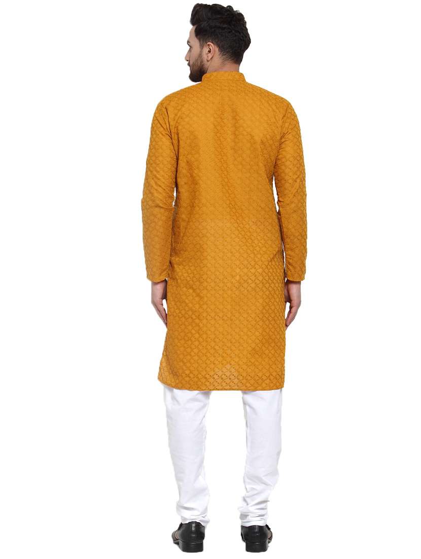 mustard cotton kurta churidar ethnic wear set - 21018141 - Standard Image - 2
