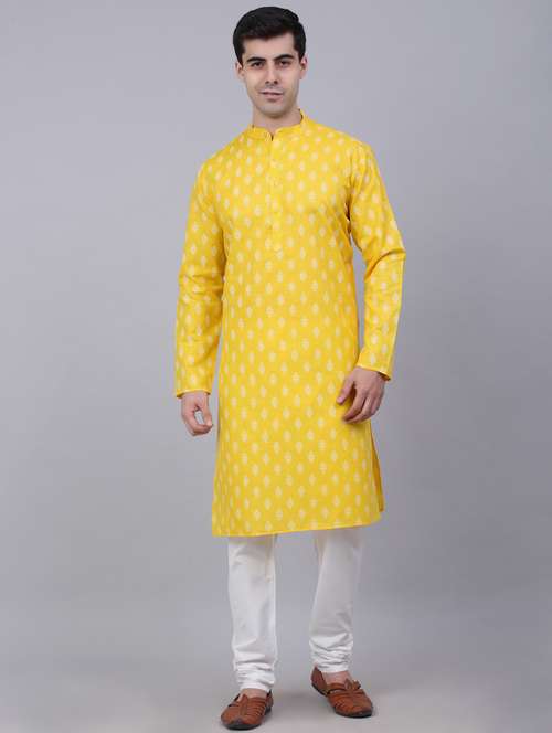 men printed kurta churidar ethnic wear set - 21018184 - Standard Image - 0