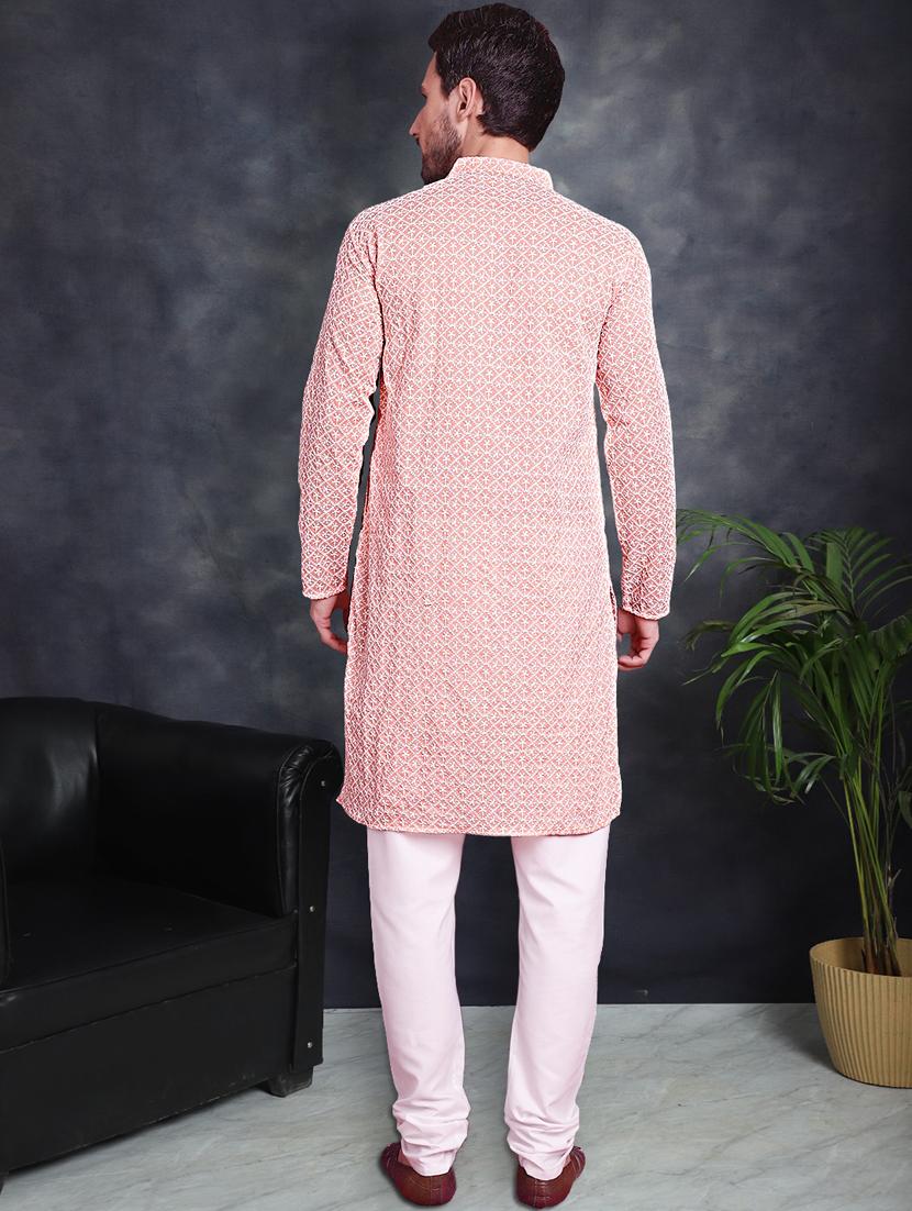 pink cotton kurta churidar ethnic wear set - 21018192 - Standard Image - 2