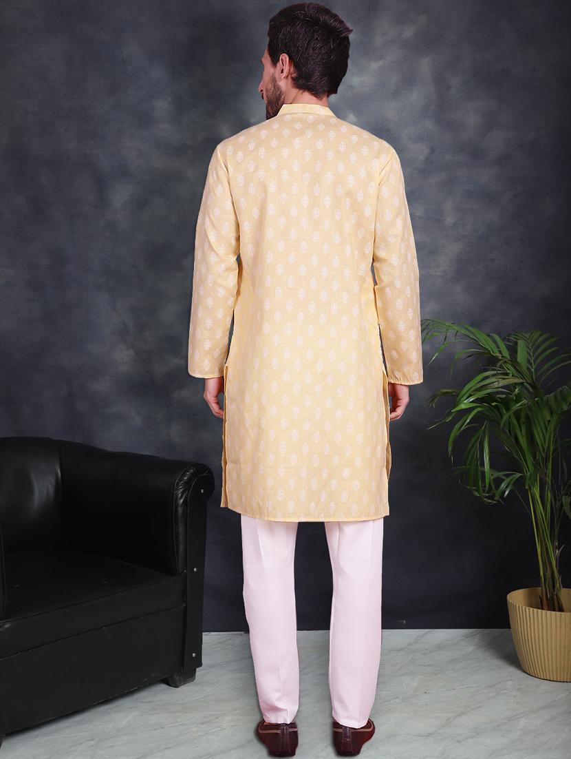 yellow cotton kurta churidar ethnic wear set - 21018201 - Standard Image - 2