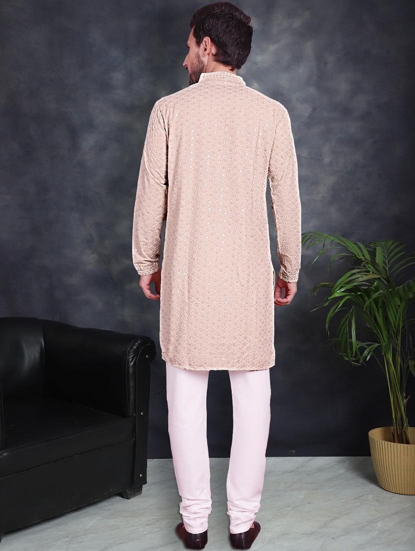 beige cotton kurta churidar ethnic wear set - 21018225 - Standard Image - 2