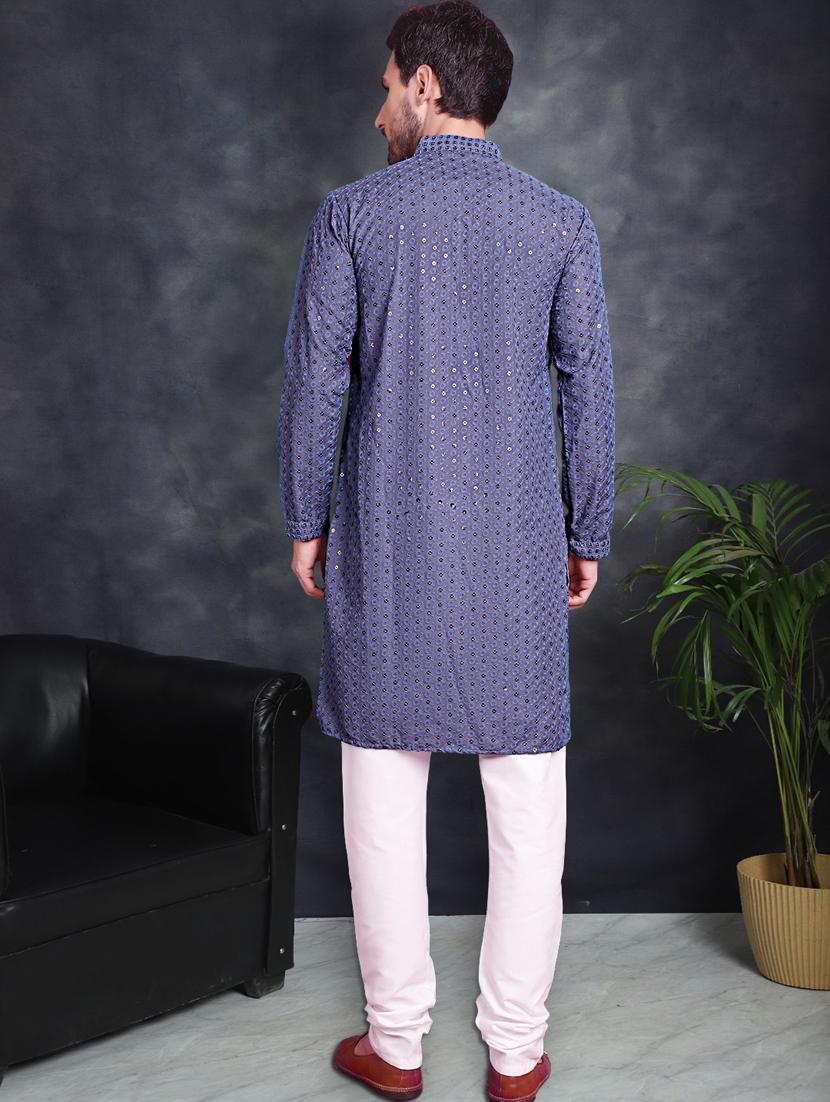 grey cotton kurta churidar ethnic wear set - 21018226 - Standard Image - 2