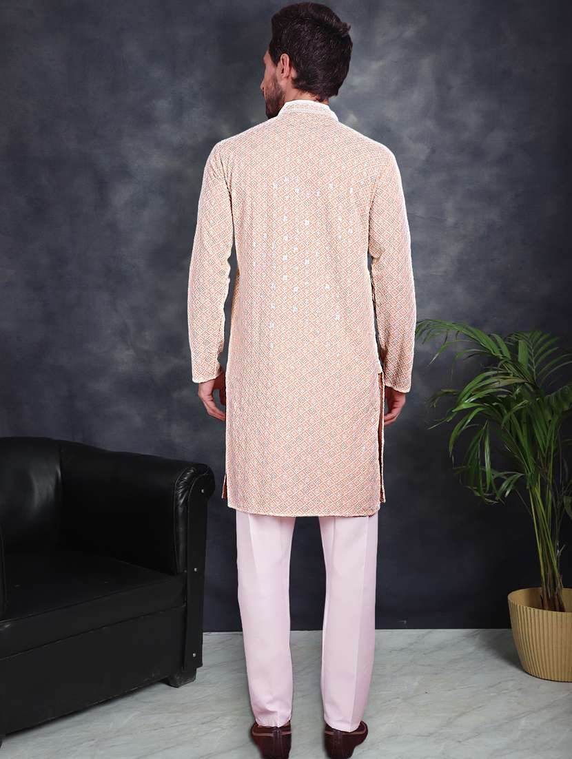 peach cotton kurta churidar ethnic wear set - 21018239 -  Standard Image - 2