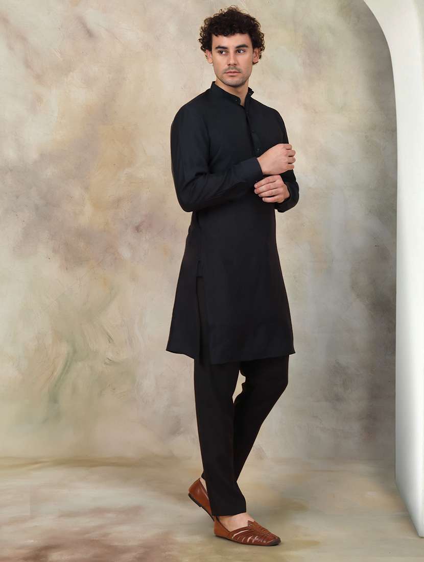 men long sleeve mandarin neck kurta and pyjama set - 21018241 -  Standard Image - 2