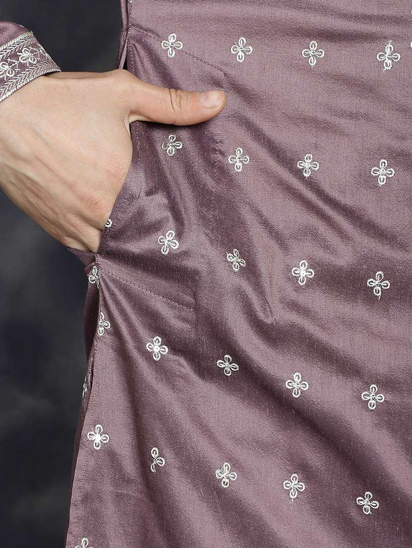 men mandarin neck kurta pyjama ethnic wear set - 21018252 -  Standard Image - 7