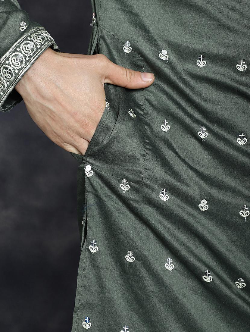 men mandarin neck kurta pyjama ethnic wear set - 21018255 - Standard Image - 7