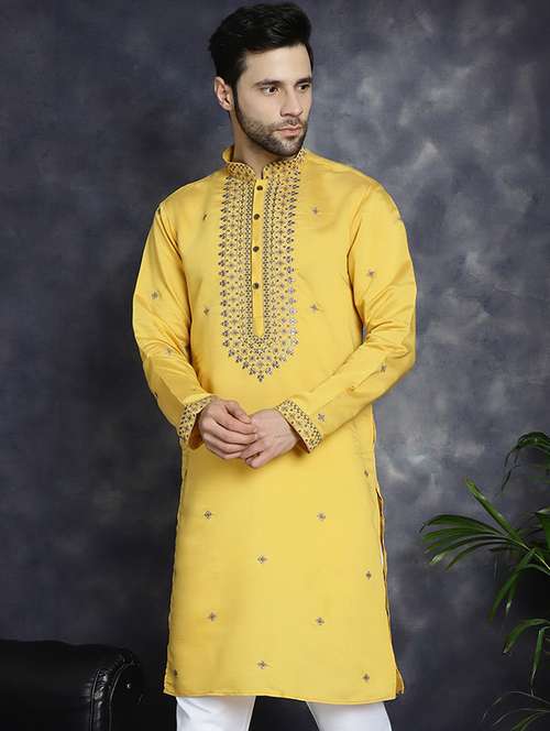 men's sequins embroidered kurta - 21018311 - Standard Image - 0