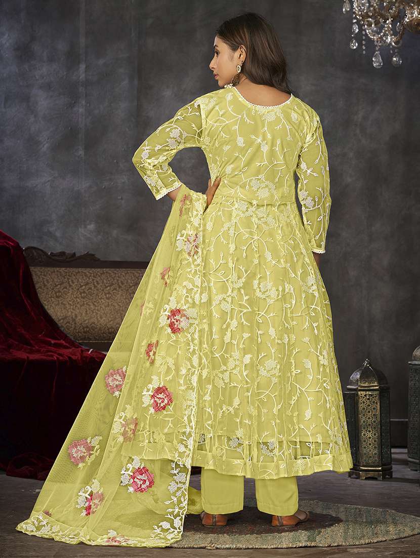 women semi-stitched embroidered anarkali gown - 21018650 - Standard Image - 2