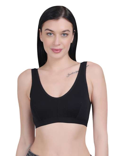 solid black cotton regular bra - 21018687 -  Standard Image - 0