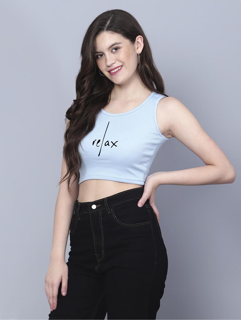 women round neck crop tank top - 21019960 - Standard Image - 2