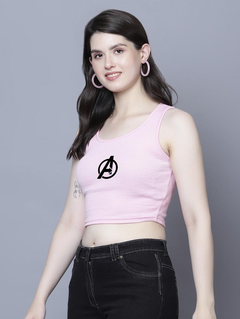 women round neck graphic crop top - 21020114 - Standard Image - 2