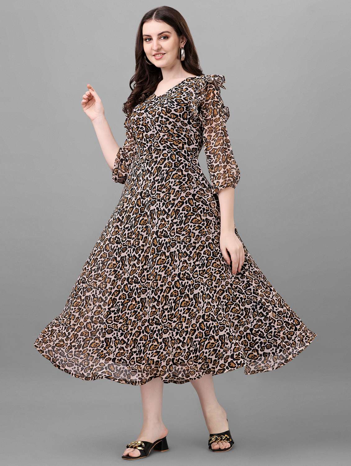 women multicolored animal printed fit & flare dress