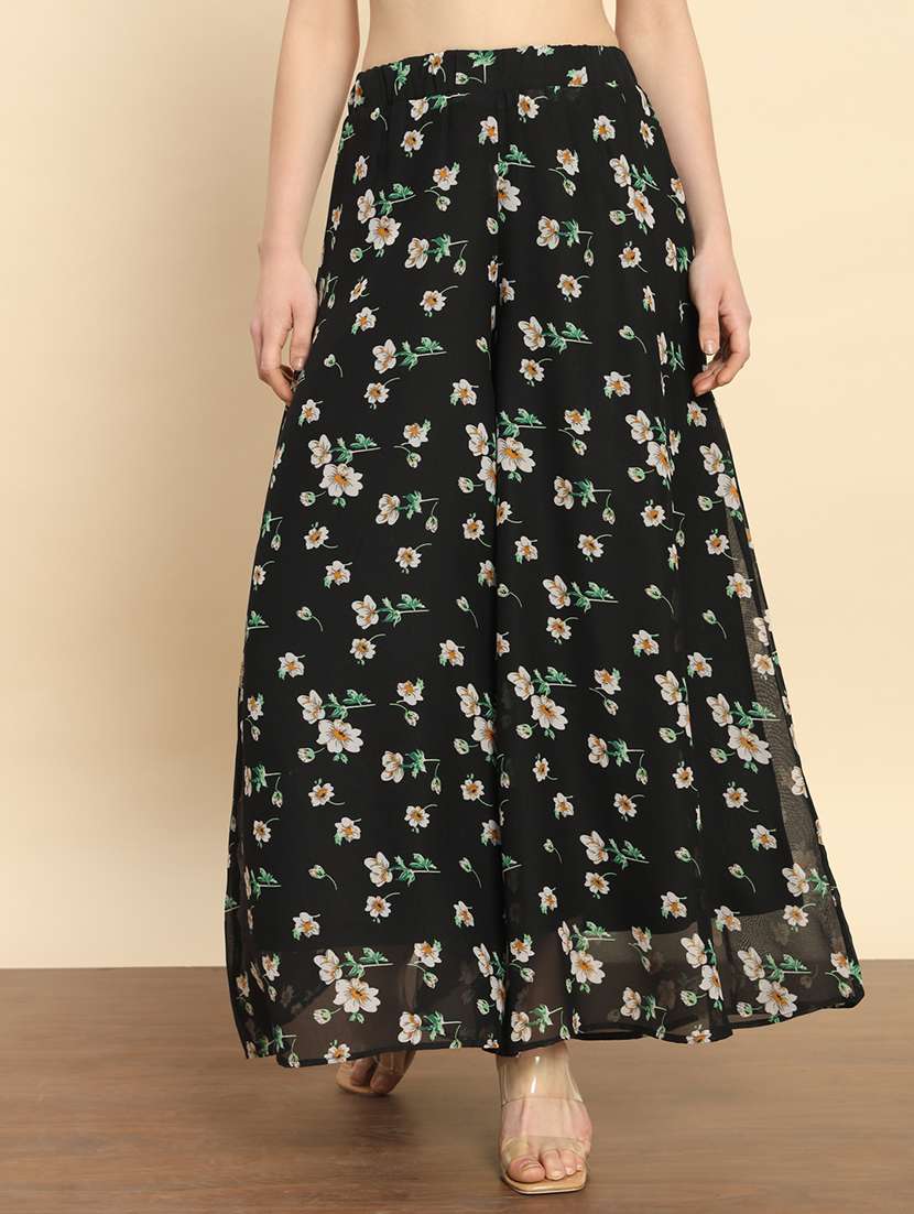 women floral print flared palazzo