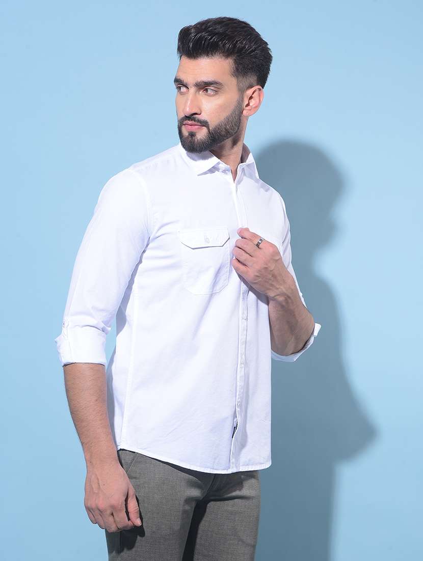 white cotton casual shirt - 21020992 -  Standard Image - 2