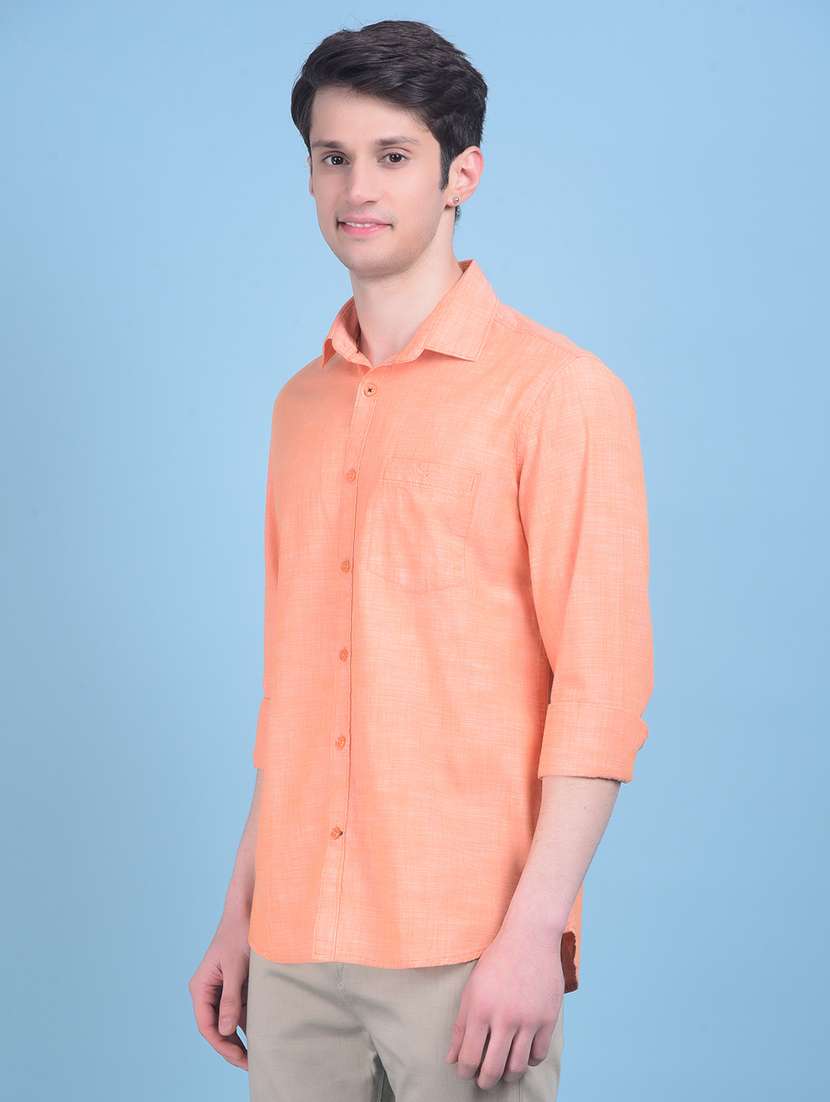 peach cotton casual shirt - 21021002 -  Standard Image - 2