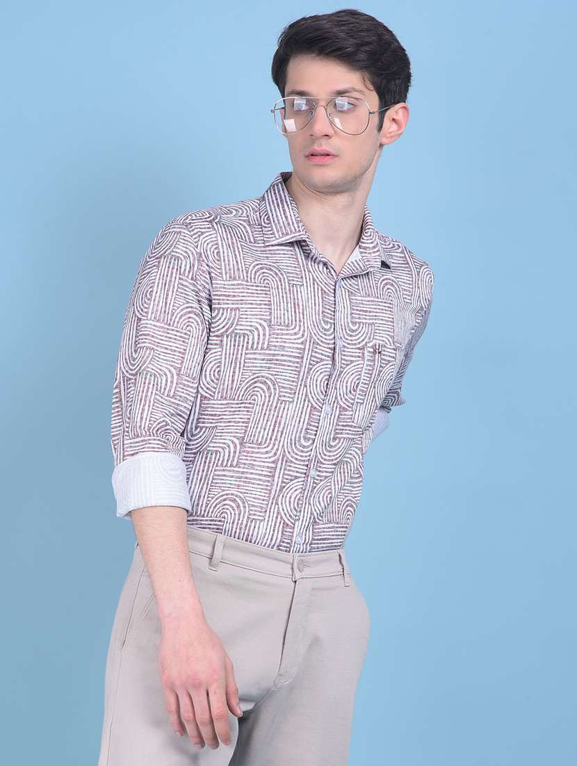 brown cotton casual shirt