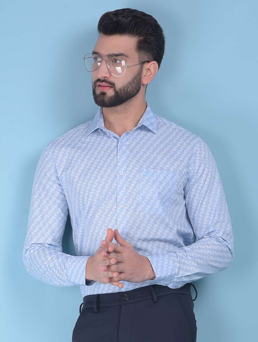Blue Cotton Casual Shirt - 21021095 -  Standard Image - 2