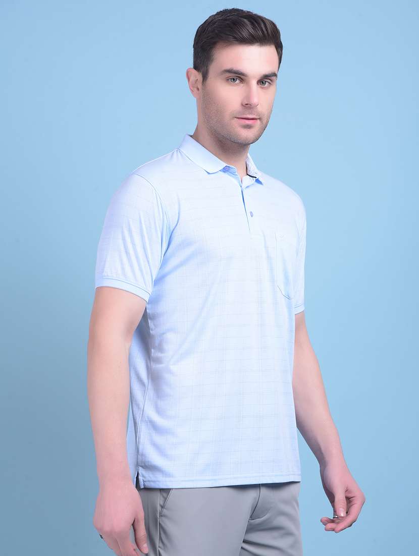 blue cotton blend plain tshirt - 21021172 -  Standard Image - 2