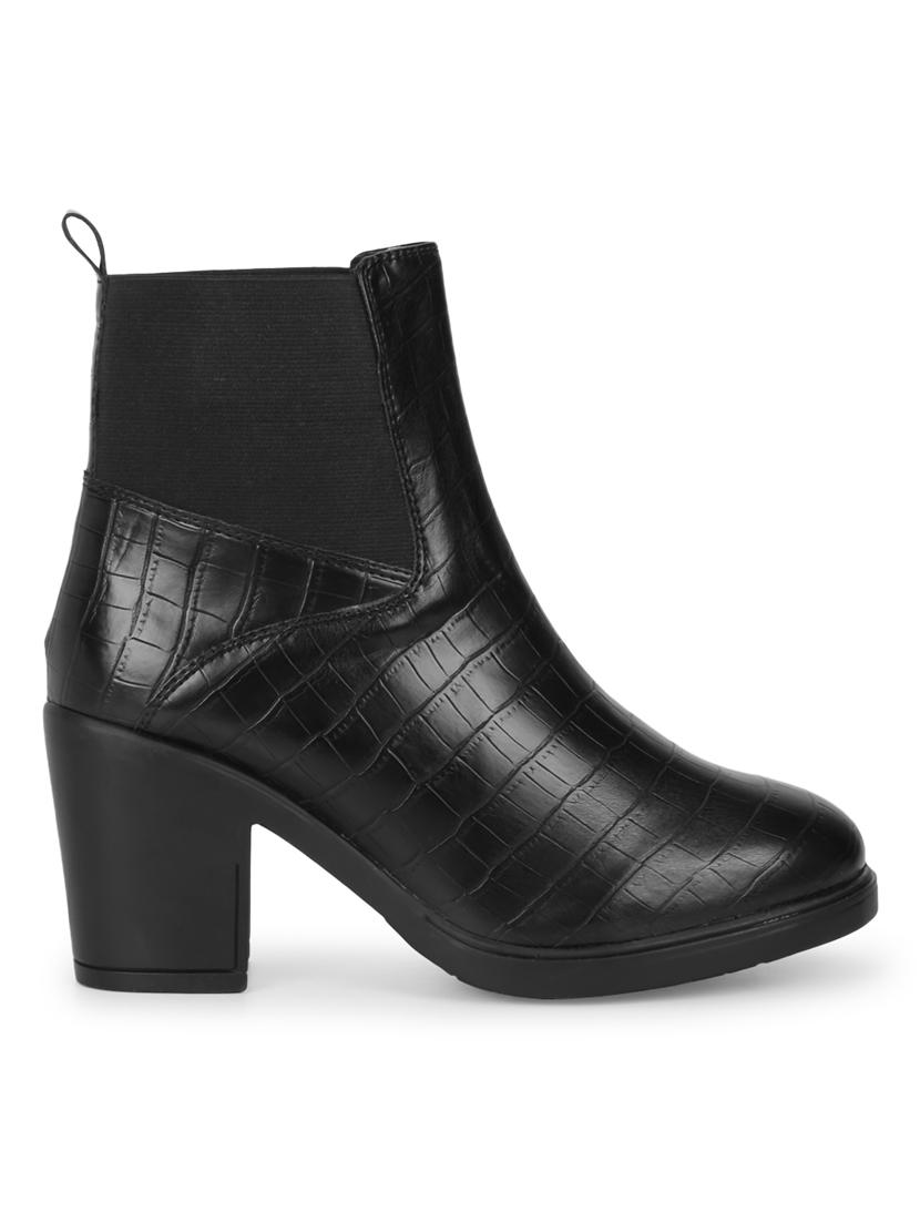 women black solid ankle boots - 21021304 - Standard Image - 2