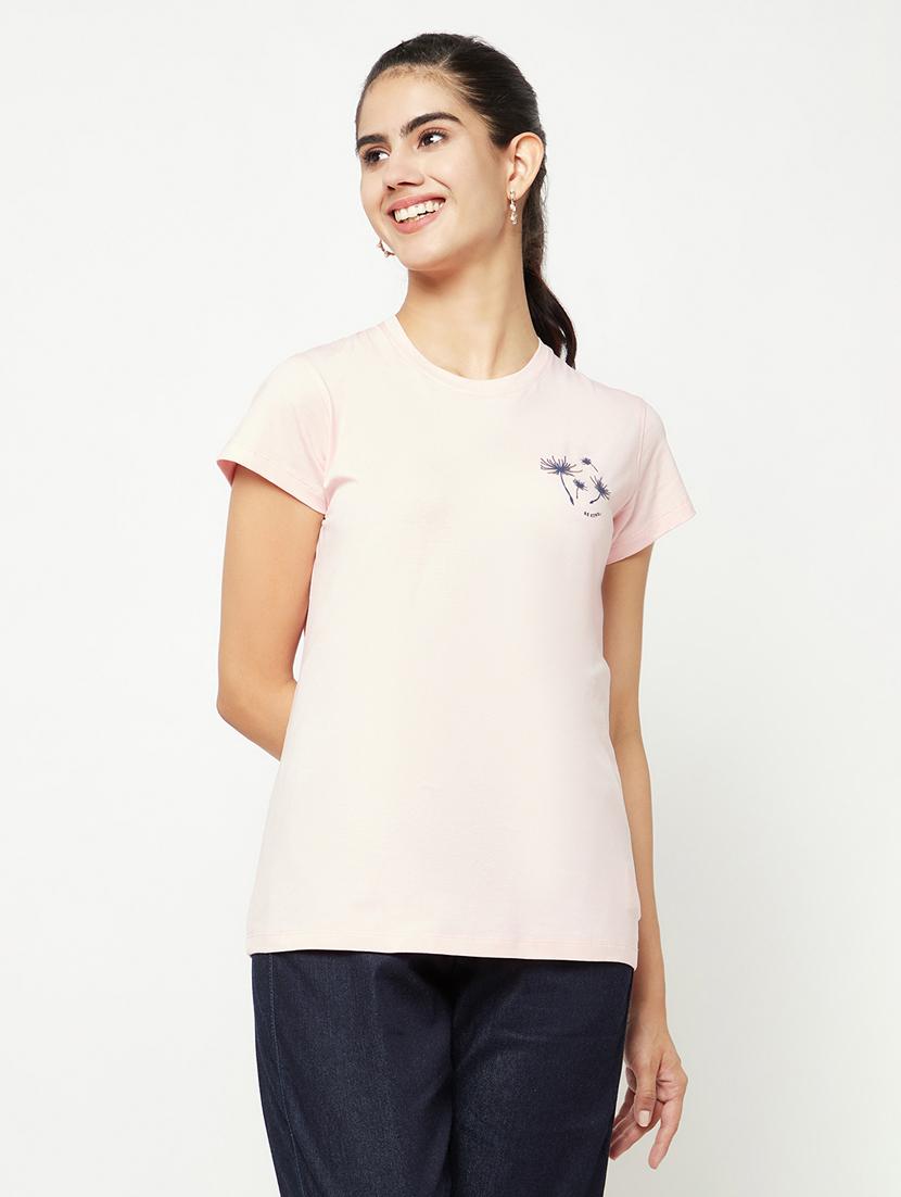 pink cotton regular tshirt - 21021306 - Zoom Image - 0