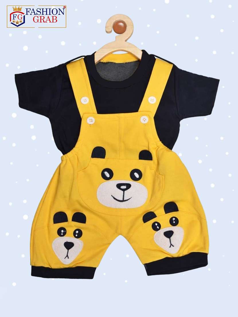 boys round neck printed dungree