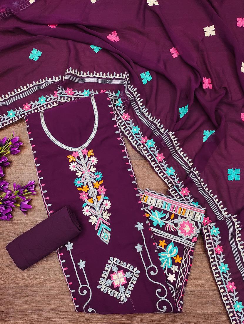 embroidered unstitched suit set - 21021862 - Standard Image - 2