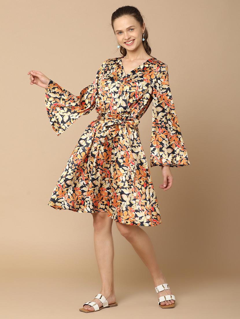 women black printed flared dress - 21022451 -  Standard Image - 2