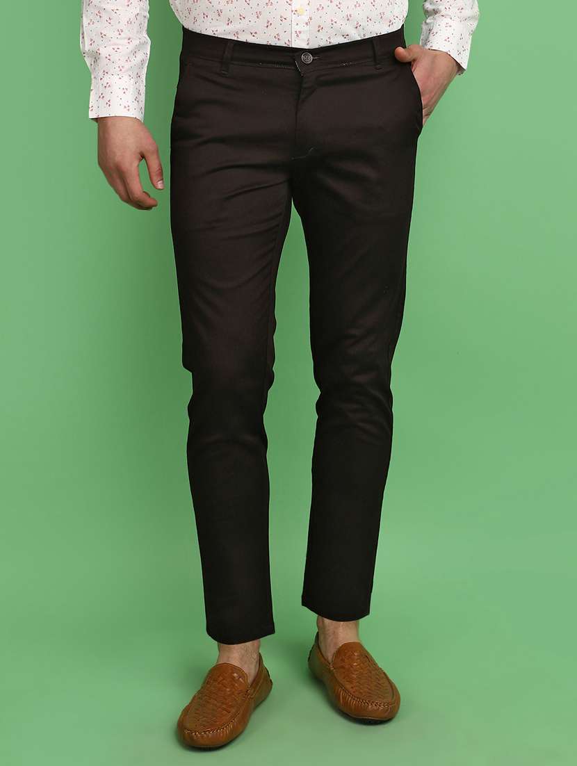 men solid ankle length chinos 
