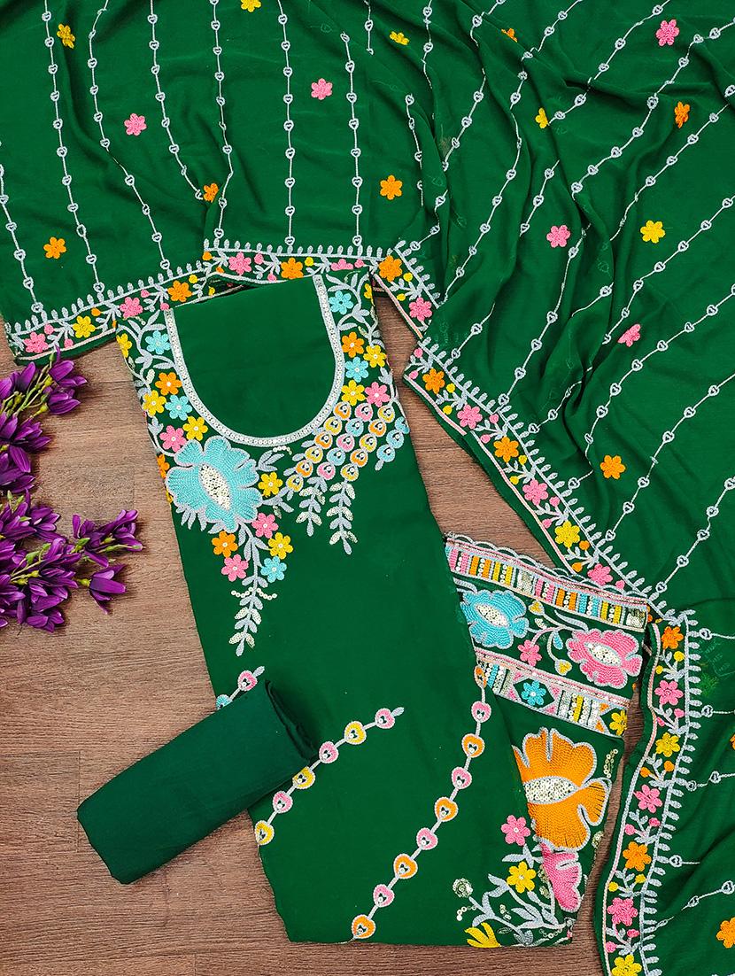 embroidered unstitched suit set - 21023270 - Standard Image - 2