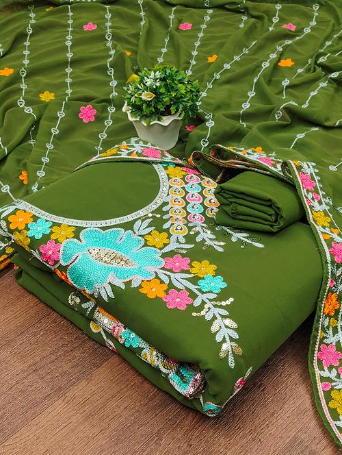 embroidered unstitched suit set - 21023271 - Standard Image - 0