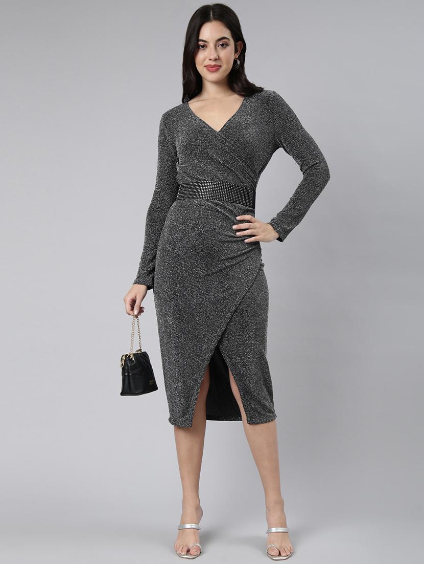 women's overlap neck asymmetric dress - 21023279 - Zoom Image - 0