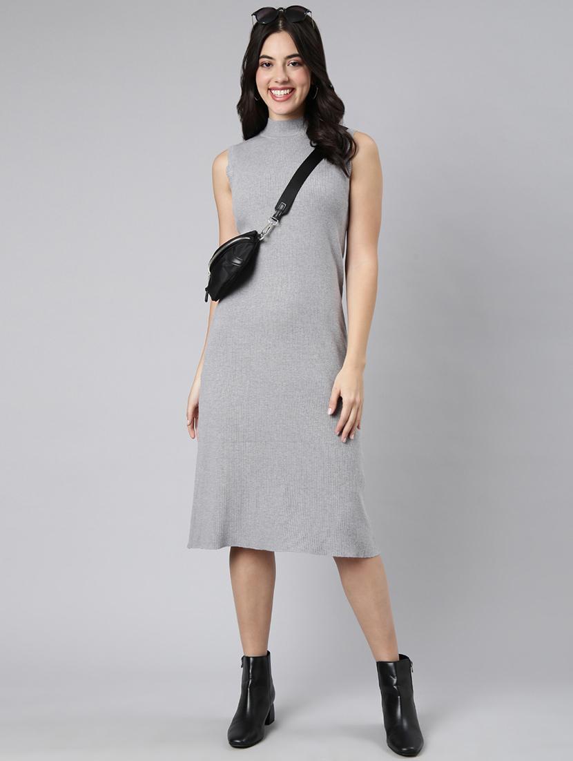 women turtle neck a-line dress