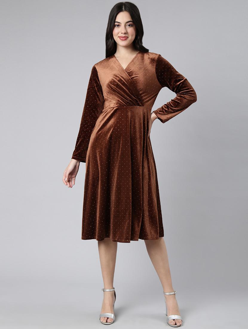 women v neck a-line dress - 21023294 - Standard Image - 2