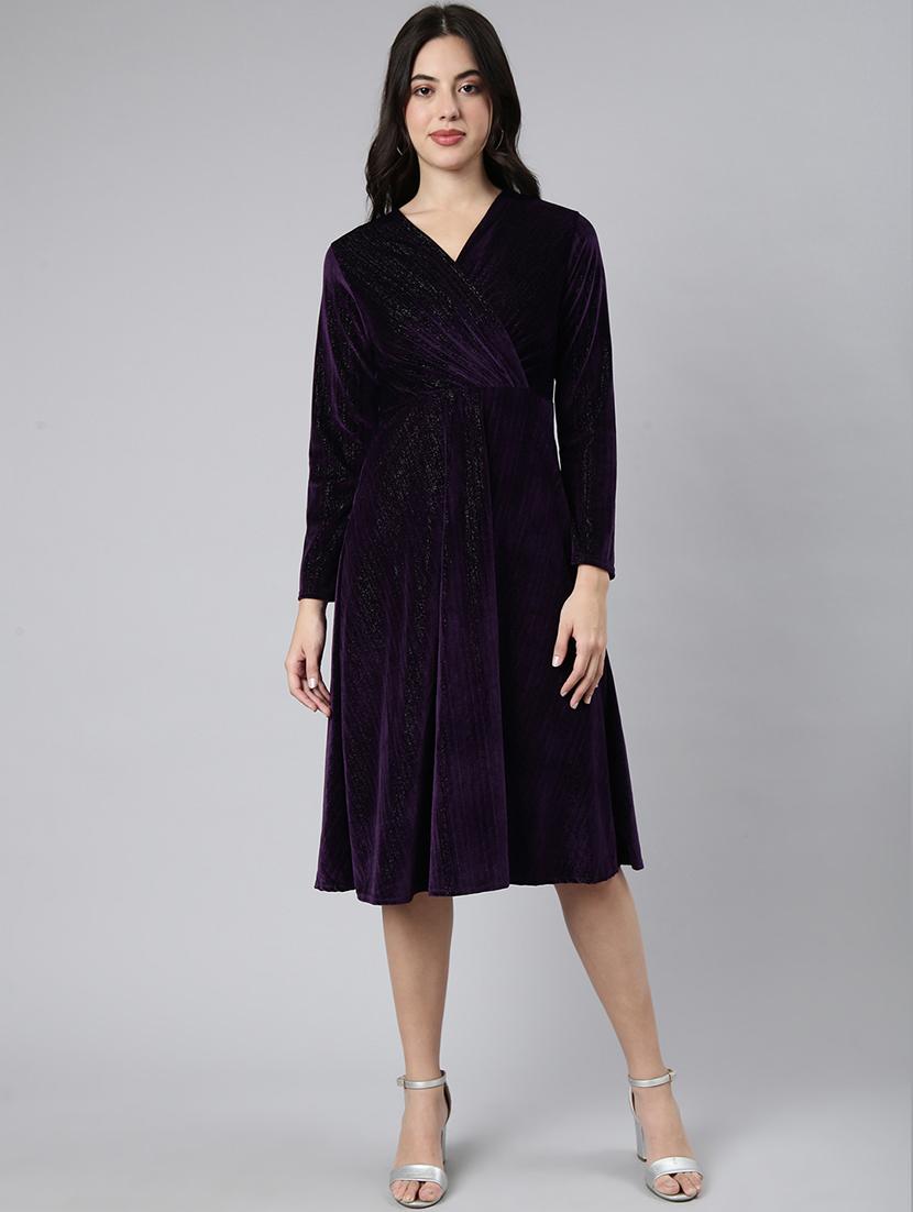 women v neck fit & flare dress - 21023297 - Standard Image - 2
