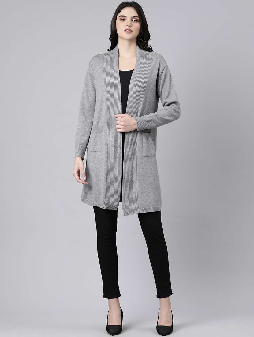 women long sleeved solid regular shrug - 21023314 -  Standard Image - 2