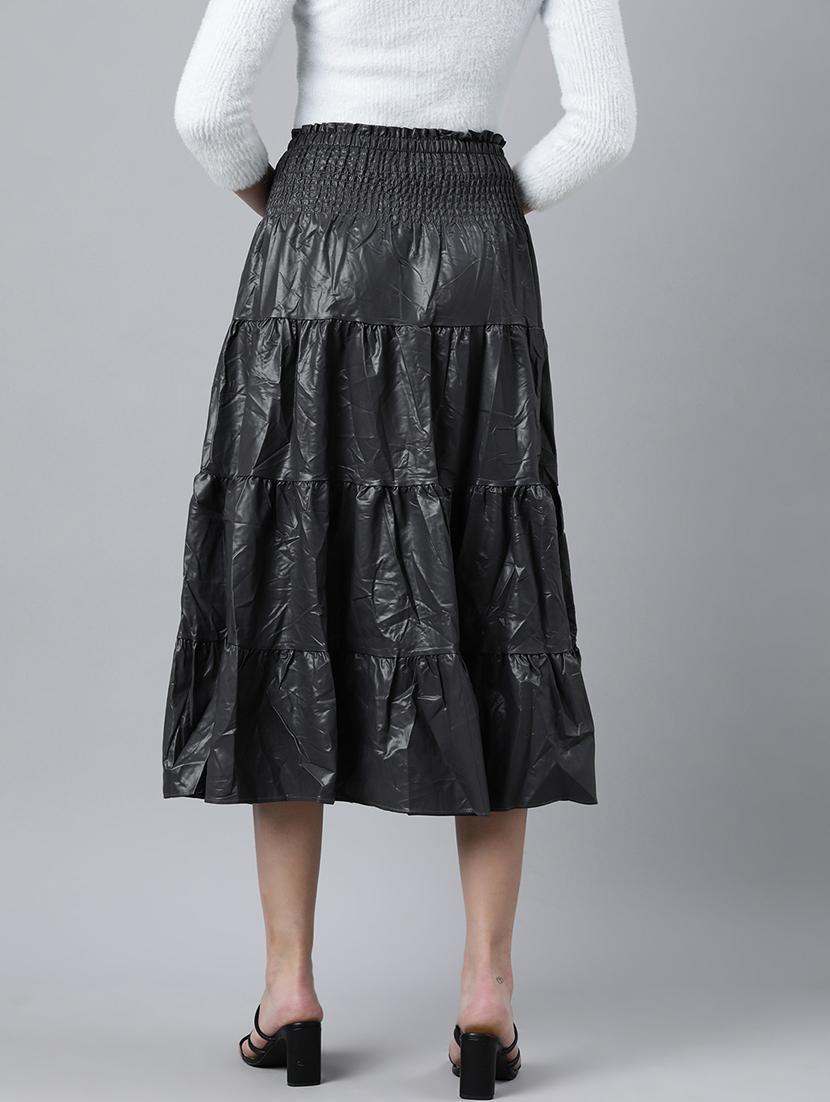 women mid-rise solid tiered skirt - 21023392 - Standard Image - 2