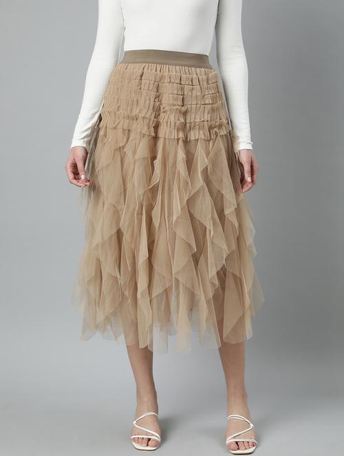 women mid-rise solid flared skirt - 21023396 -  Standard Image - 0