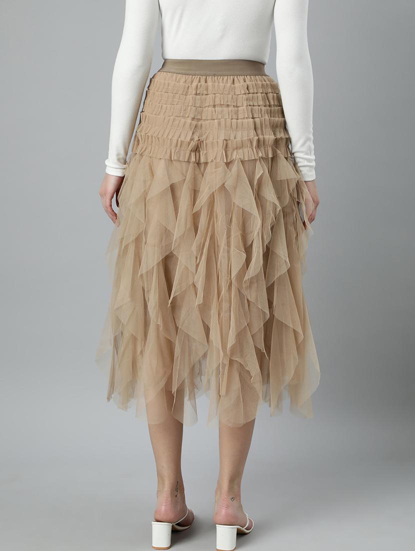 women mid-rise solid flared skirt - 21023396 - Standard Image - 2