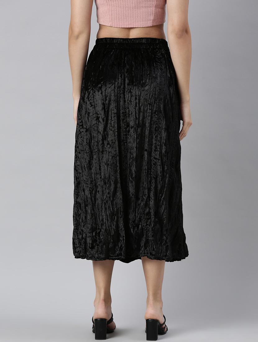 women mid-rise solid flared skirt - 21023398 - Standard Image - 2