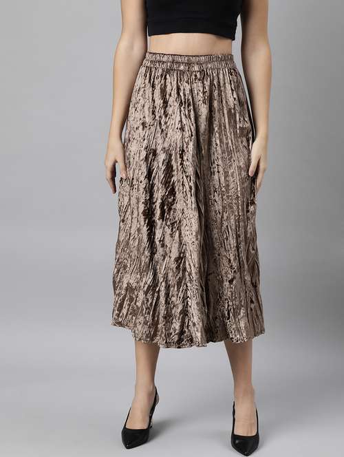 women mid-rise solid flared skirt - 21023399 - Standard Image - 0